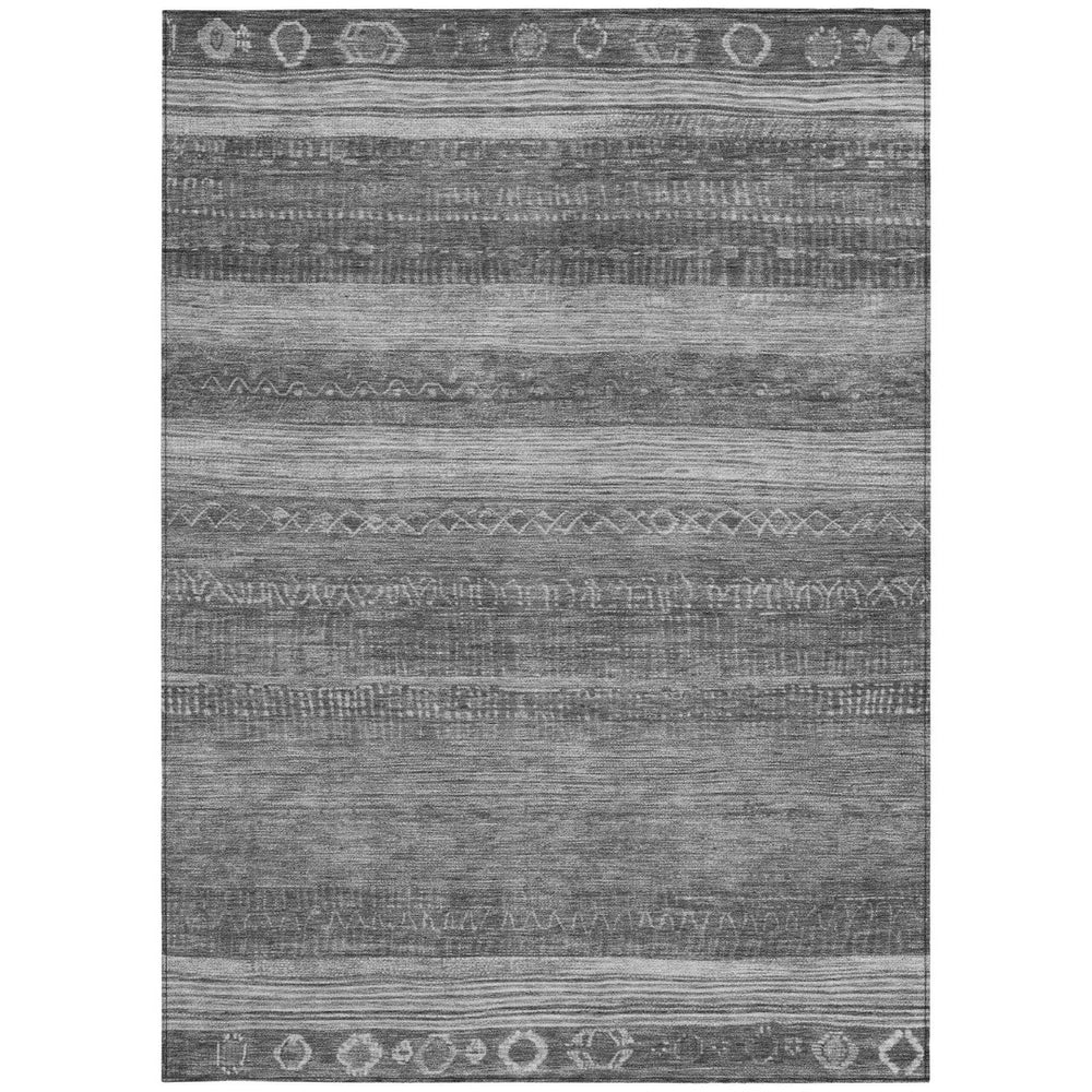 HomeRoots 5' Gray and Silver Aztec Area Rug - Durable, Washable Design for Indoor and Outdoor Spaces 10' X 14' 622611