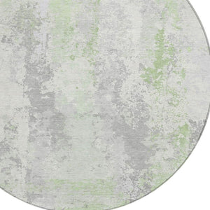 HomeRoots 5' Artichoke Green & Ivory Abstract Indoor Outdoor Area Rug - Durable, Washable, Modern Design 8' Round 622614