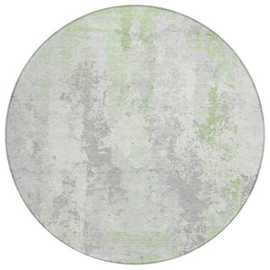 HomeRoots 5' Artichoke Green & Ivory Abstract Indoor Outdoor Area Rug - Durable, Washable, Modern Design 8' Round 622614