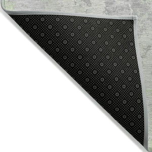 HomeRoots 5' Artichoke Green & Ivory Abstract Indoor Outdoor Area Rug - Durable, Washable, Modern Design 8' Round 622614