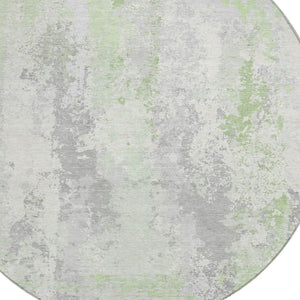 HomeRoots 5' Artichoke Green & Ivory Abstract Indoor Outdoor Area Rug - Durable, Washable, Modern Design 8' Round 622614