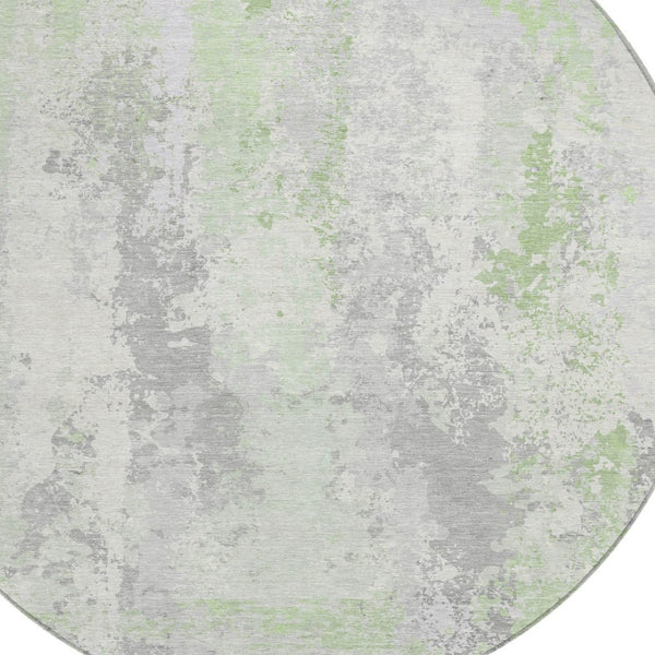 HomeRoots 5' Artichoke Green & Ivory Abstract Indoor Outdoor Area Rug - Durable, Washable, Modern Design 8' Round 622614
