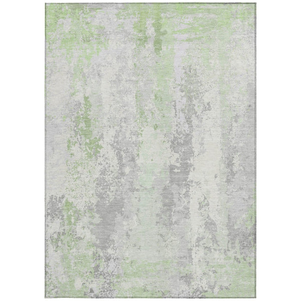 HomeRoots 5' Artichoke Green & Ivory Abstract Indoor Outdoor Area Rug - Durable, Washable, Modern Design 8' X 10' 622615