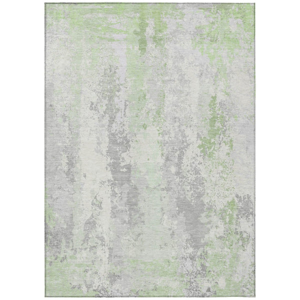 HomeRoots 5' Artichoke Green & Ivory Abstract Indoor Outdoor Area Rug - Durable, Washable, Modern Design 8' X 10' 622615
