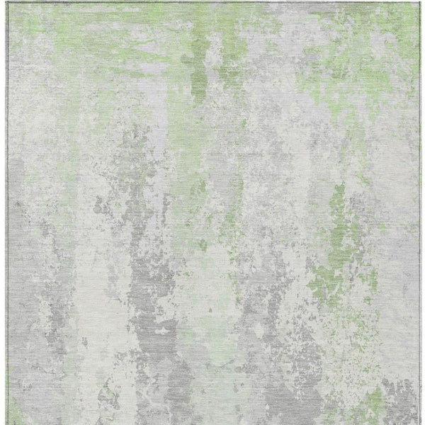 HomeRoots 5' Artichoke Green & Ivory Abstract Indoor Outdoor Area Rug - Durable, Washable, Modern Design 8' X 10' 622615