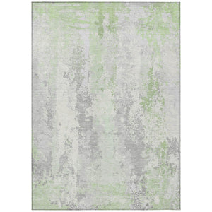 HomeRoots 5' Artichoke Green & Ivory Abstract Indoor Outdoor Area Rug - Durable, Washable, Modern Design 10' X 14' 622617