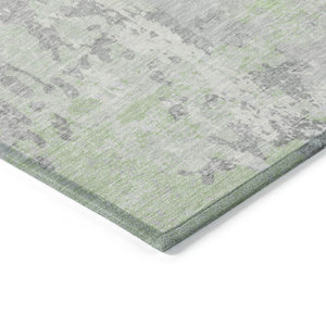 HomeRoots 5' Artichoke Green & Ivory Abstract Indoor Outdoor Area Rug - Durable, Washable, Modern Design 10' X 14' 622617