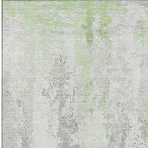 HomeRoots 5' Artichoke Green & Ivory Abstract Indoor Outdoor Area Rug - Durable, Washable, Modern Design 10' X 14' 622617