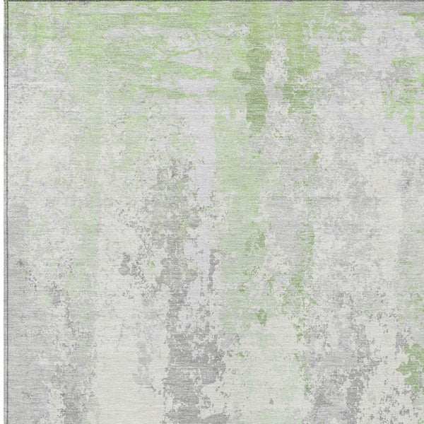 HomeRoots 5' Artichoke Green & Ivory Abstract Indoor Outdoor Area Rug - Durable, Washable, Modern Design 10' X 14' 622617