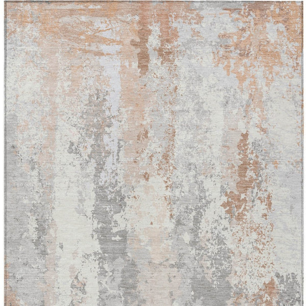HomeRoots 5' Coral and Ivory Abstract Area Rug - Washable, Durable, Modern Design for Indoor and Outdoor Use 5' X 8' 622619