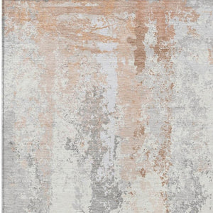 HomeRoots 5' Coral and Ivory Abstract Area Rug - Washable, Durable, Modern Design for Indoor and Outdoor Use 5' X 8' 622619