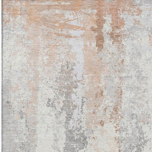HomeRoots 5' Coral and Ivory Abstract Area Rug - Washable, Durable, Modern Design for Indoor and Outdoor Use 5' X 8' 622619