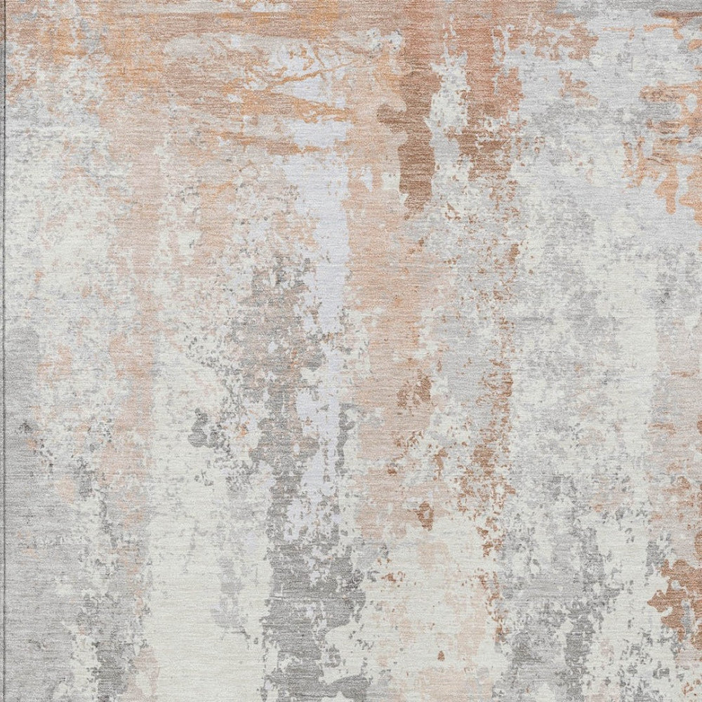HomeRoots 5' Coral and Ivory Abstract Area Rug - Washable, Durable, Modern Design for Indoor and Outdoor Use 9' X 12' 622622