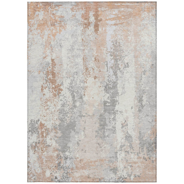HomeRoots 5' Coral and Ivory Abstract Area Rug - Washable, Durable, Modern Design for Indoor and Outdoor Use 10' X 14' 622623