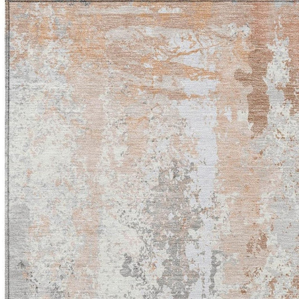 HomeRoots 5' Coral and Ivory Abstract Area Rug - Washable, Durable, Modern Design for Indoor and Outdoor Use 10' X 14' 622623