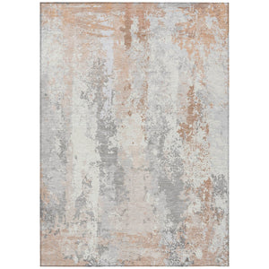 HomeRoots 5' Coral and Ivory Abstract Area Rug - Washable, Durable, Modern Design for Indoor and Outdoor Use 10' X 14' 622623