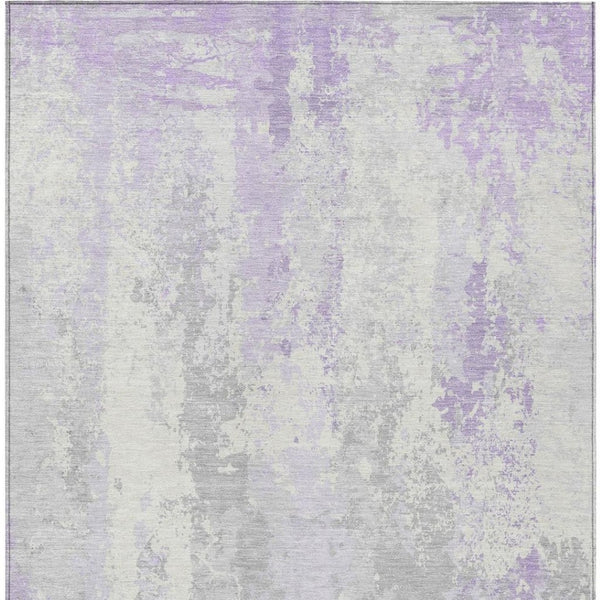 HomeRoots 5' Elegant Lavender and Ivory Abstract Area Rug for Indoor/Outdoor Use - Washable and Durable Design 5' X 8' 622625