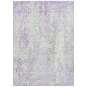 HomeRoots 5' Elegant Lavender and Ivory Abstract Area Rug for Indoor/Outdoor Use - Washable and Durable Design 8' X 10' 622627