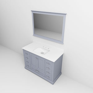 English Elm Dark Grey Single Bath Vanity 48" W x 22" D with White Quartz Top, Soft-Close Drawers & 46" Mirror B2731S00651