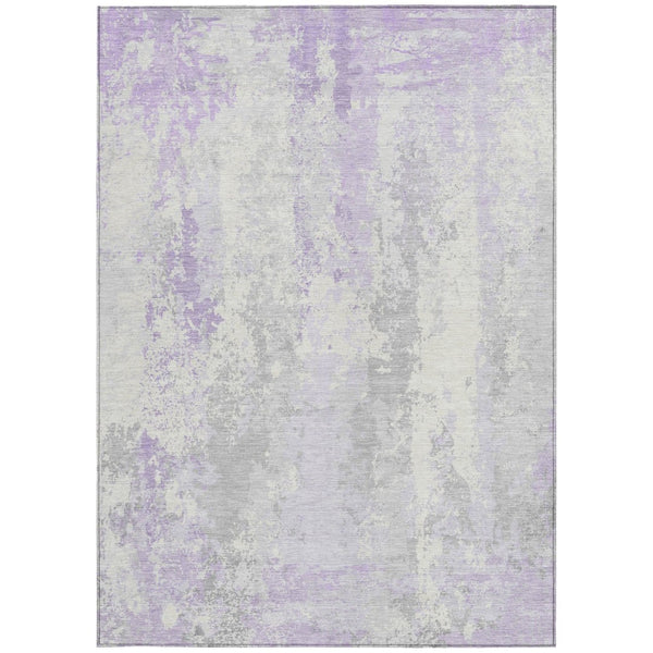 HomeRoots 5' Elegant Lavender and Ivory Abstract Area Rug for Indoor/Outdoor Use - Washable and Durable Design 9' X 12' 622628