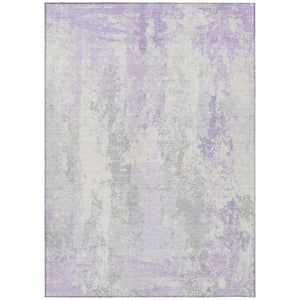 HomeRoots 5' Elegant Lavender and Ivory Abstract Area Rug for Indoor/Outdoor Use - Washable and Durable Design 10' X 14' 622629
