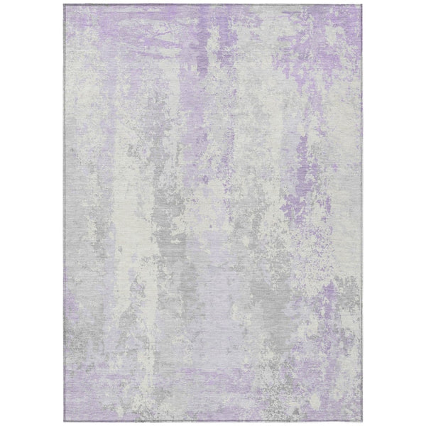 HomeRoots 5' Elegant Lavender and Ivory Abstract Area Rug for Indoor/Outdoor Use - Washable and Durable Design 10' X 14' 622629
