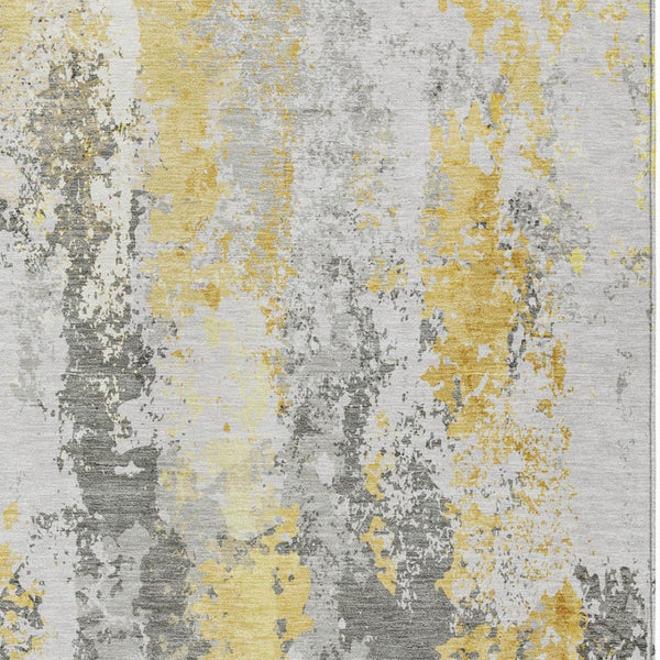 HomeRoots 5' Vibrant Yellow and Ivory Abstract Area Rug – Durable, Stain Resistant, Indoor/Outdoor Versatile Design 5' X 8' 622637