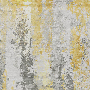 HomeRoots 5' Vibrant Yellow and Ivory Abstract Area Rug – Durable, Stain Resistant, Indoor/Outdoor Versatile Design 8' X 10' 622639