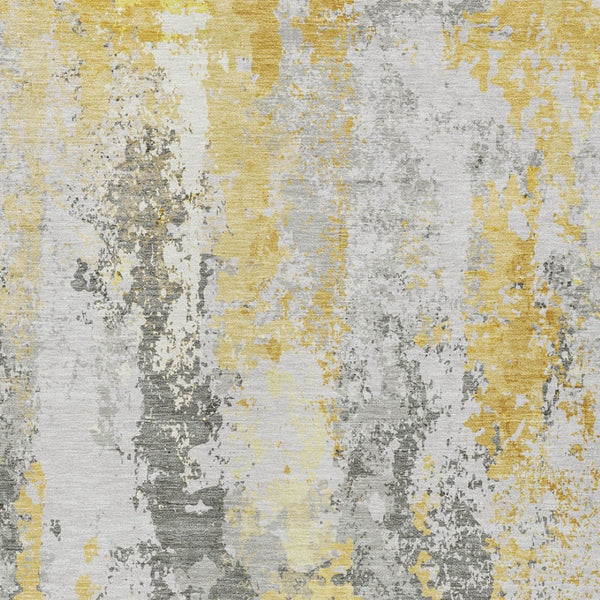 HomeRoots 5' Vibrant Yellow and Ivory Abstract Area Rug – Durable, Stain Resistant, Indoor/Outdoor Versatile Design 8' X 10' 622639