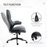 English Elm Vinsetto High Back Office Chair With Flip Up Armrests, Swivel Computer Chair With Adjustable Height and Tilt Function, Dark Gray