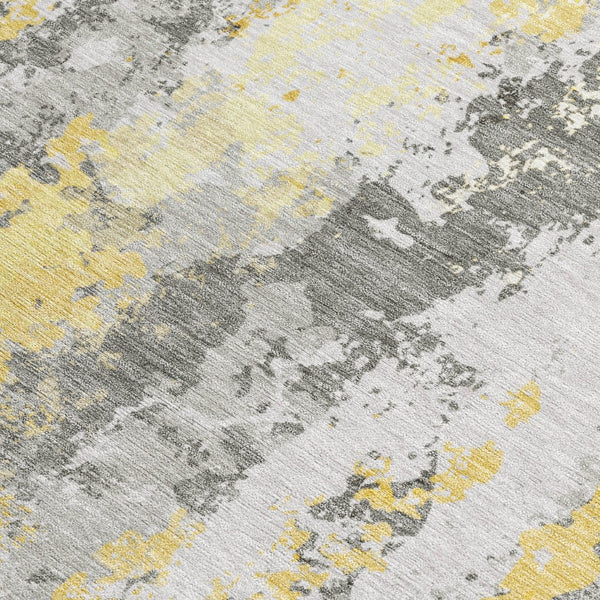 HomeRoots 5' Vibrant Yellow and Ivory Abstract Area Rug – Durable, Stain Resistant, Indoor/Outdoor Versatile Design 9' X 12' 622640
