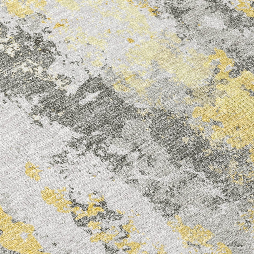 HomeRoots 5' Vibrant Yellow and Ivory Abstract Area Rug – Durable, Stain Resistant, Indoor/Outdoor Versatile Design 9' X 12' 622640