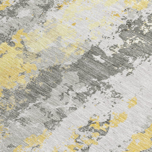 HomeRoots 5' Vibrant Yellow and Ivory Abstract Area Rug – Durable, Stain Resistant, Indoor/Outdoor Versatile Design 10' X 14' 622641