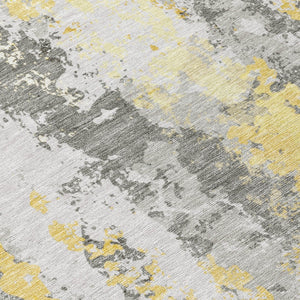 HomeRoots 5' Vibrant Yellow and Ivory Abstract Area Rug – Durable, Stain Resistant, Indoor/Outdoor Versatile Design 10' X 14' 622641