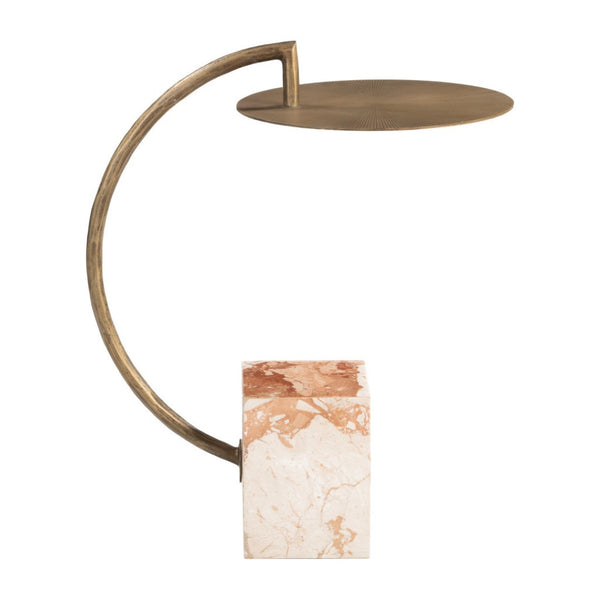 HomeRoots 24" Brass Iron Pedestal End Table - Modern Sculptural Design for Living Room, Entryway & Bedroom 622642