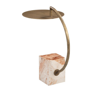 HomeRoots 24" Brass Iron Pedestal End Table - Modern Sculptural Design for Living Room, Entryway & Bedroom 622642