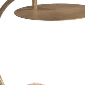 HomeRoots 24" Brass Iron Pedestal End Table - Modern Sculptural Design for Living Room, Entryway & Bedroom 622642