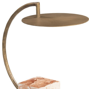 HomeRoots 24" Brass Iron Pedestal End Table - Modern Sculptural Design for Living Room, Entryway & Bedroom 622642
