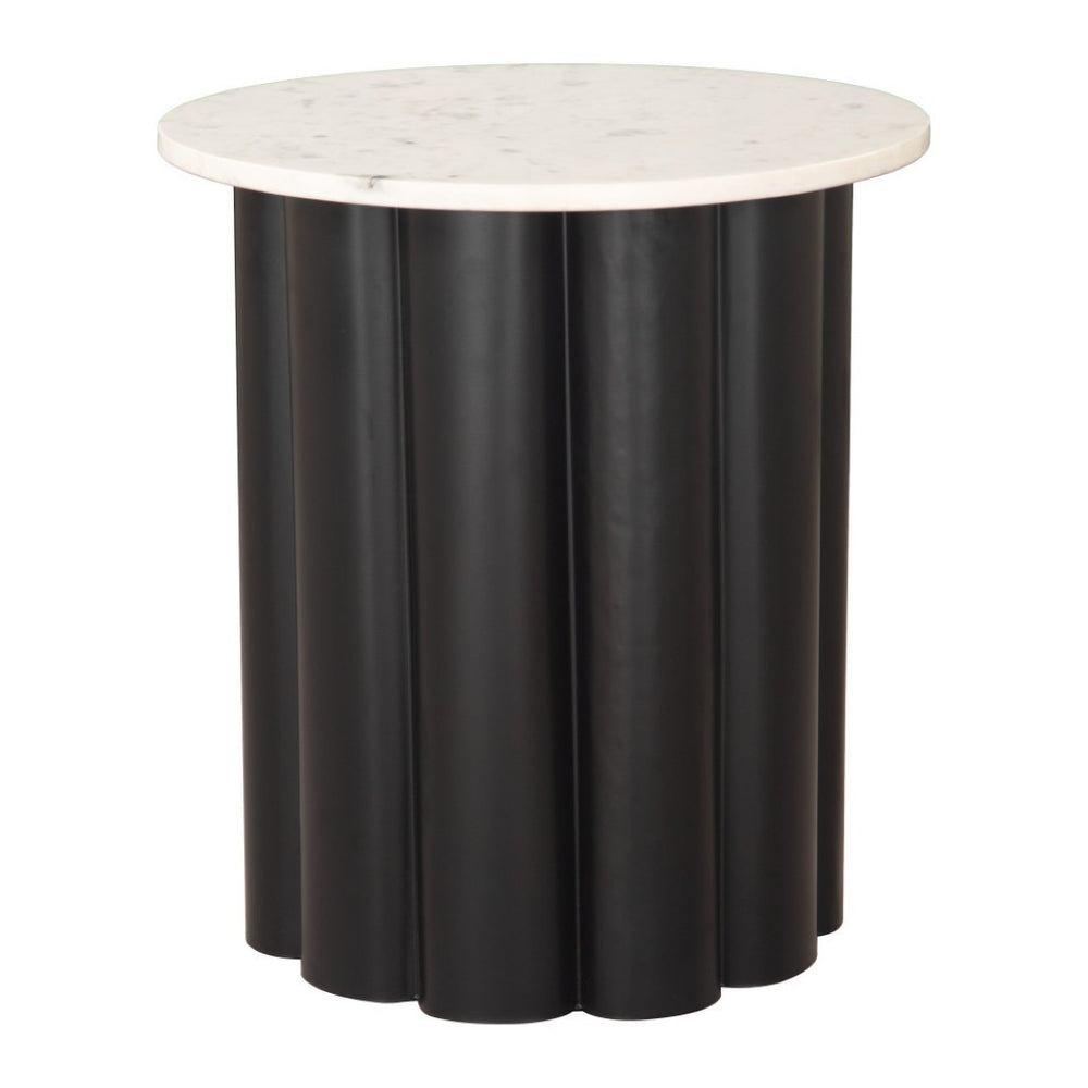 HomeRoots 21" White Pedestal End Table - Modern Farmhouse Charm, Versatile Design for Living Room or Bedroom 622644