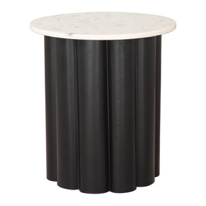 HomeRoots 21" White Pedestal End Table - Modern Farmhouse Charm, Versatile Design for Living Room or Bedroom 622644