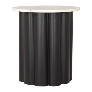 HomeRoots 21" White Pedestal End Table - Modern Farmhouse Charm, Versatile Design for Living Room or Bedroom 622644