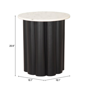 HomeRoots 21" White Pedestal End Table - Modern Farmhouse Charm, Versatile Design for Living Room or Bedroom 622644