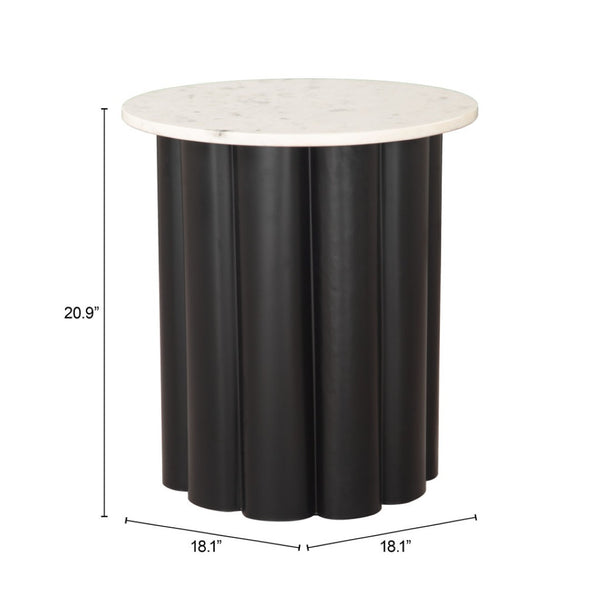 HomeRoots 21" White Pedestal End Table - Modern Farmhouse Charm, Versatile Design for Living Room or Bedroom 622644