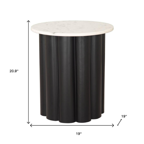 HomeRoots 21" White Pedestal End Table - Modern Farmhouse Charm, Versatile Design for Living Room or Bedroom 622644