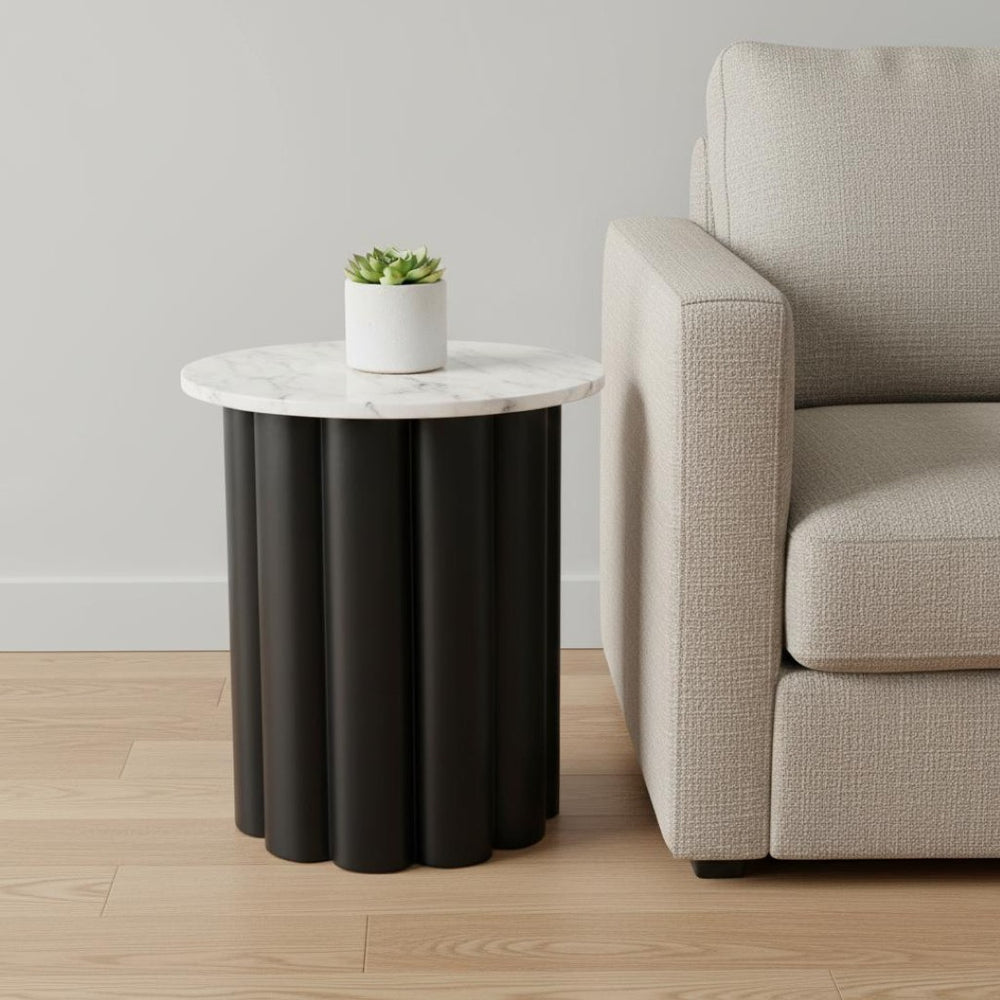HomeRoots 21" White Pedestal End Table - Modern Farmhouse Charm, Versatile Design for Living Room or Bedroom 622644