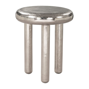 HomeRoots 22" Silver Aluminum Pedestal End Table - Modern Accent for Living Spaces, Lightweight & Versatile Design 622646