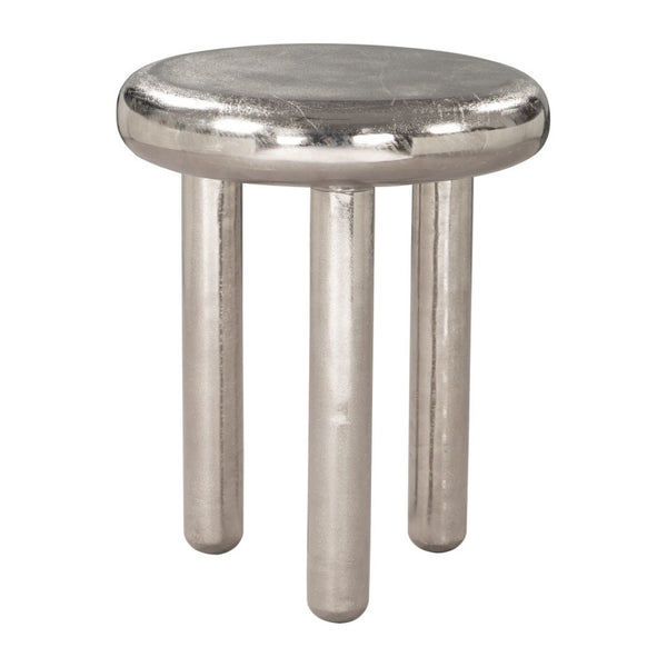 HomeRoots 22" Silver Aluminum Pedestal End Table - Modern Accent for Living Spaces, Lightweight & Versatile Design 622646