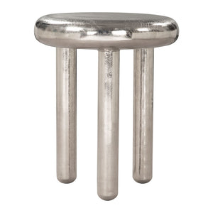 HomeRoots 22" Silver Aluminum Pedestal End Table - Modern Accent for Living Spaces, Lightweight & Versatile Design 622646