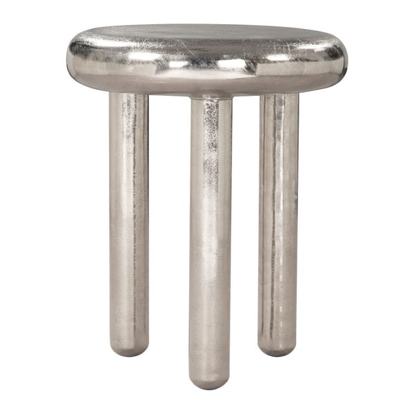 HomeRoots 22" Silver Aluminum Pedestal End Table - Modern Accent for Living Spaces, Lightweight & Versatile Design 622646