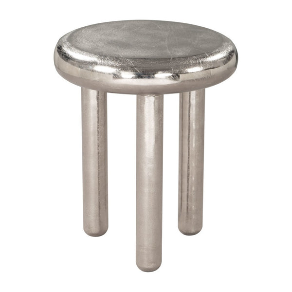 HomeRoots 22" Silver Aluminum Pedestal End Table - Modern Accent for Living Spaces, Lightweight & Versatile Design 622646